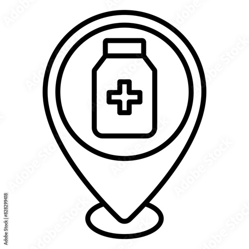 Illustration of Pharmacy Location design Line Icon