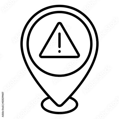 Illustration of Dangerous Area Location design Line Icon