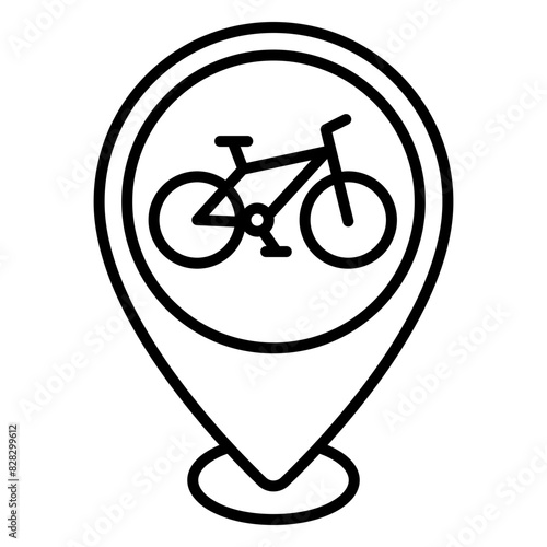 Illustration of Bicycle Parking Area Location design Line Icon