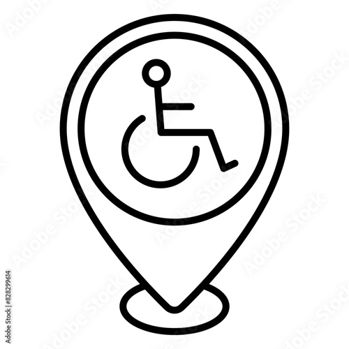 Illustration of Disability Area Location design Line Icon