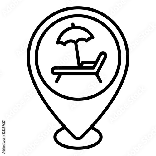 Illustration of Resort Area Location design Line Icon