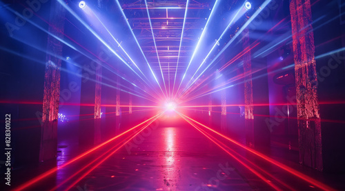 Nightclub laser light show. Generative AI.
