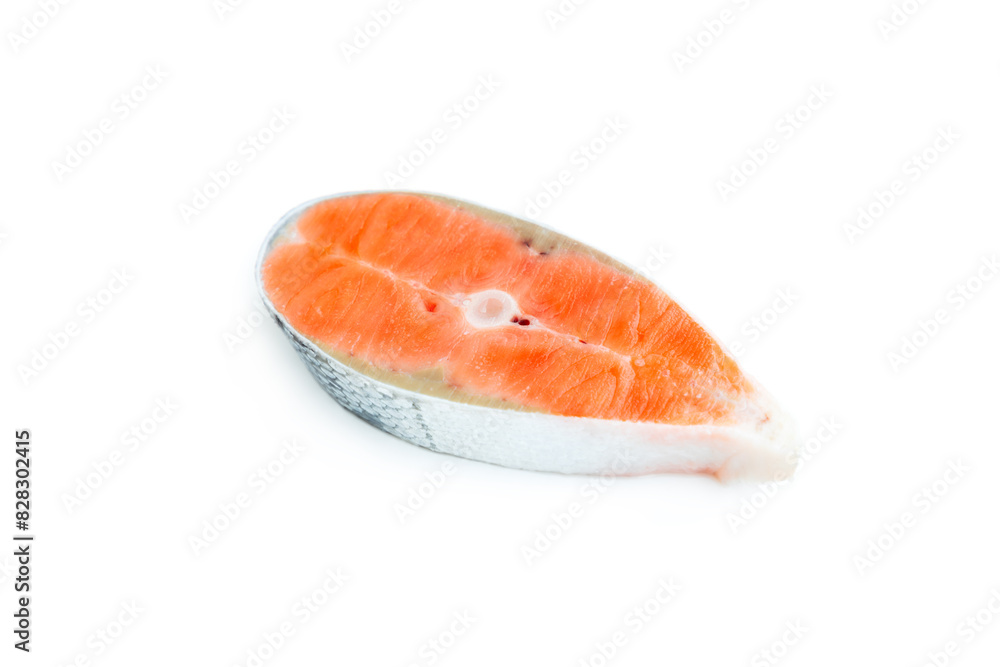 Fresh salmon fillet isolated on white background, Salmon fish sliced , Raw food Fresh salmon fillet isolated on white background, Salmon fish sliced , Raw food