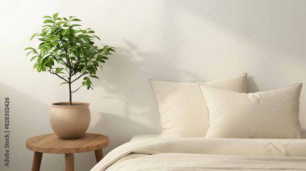White blank wall background, modern bedroom interior White blank wall background, modern bedroom interior
