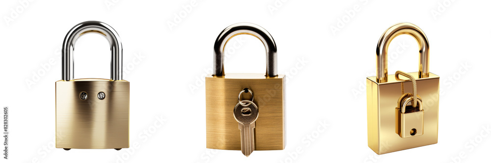 Collection of padlock opened isolated on white background Collection of padlock opened isolated on white background