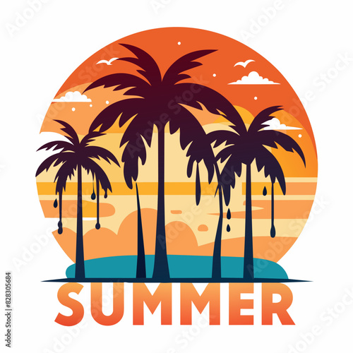 Wallpaper Mural silhouette on the beach Summer T-Shirt Design Torontodigital.ca