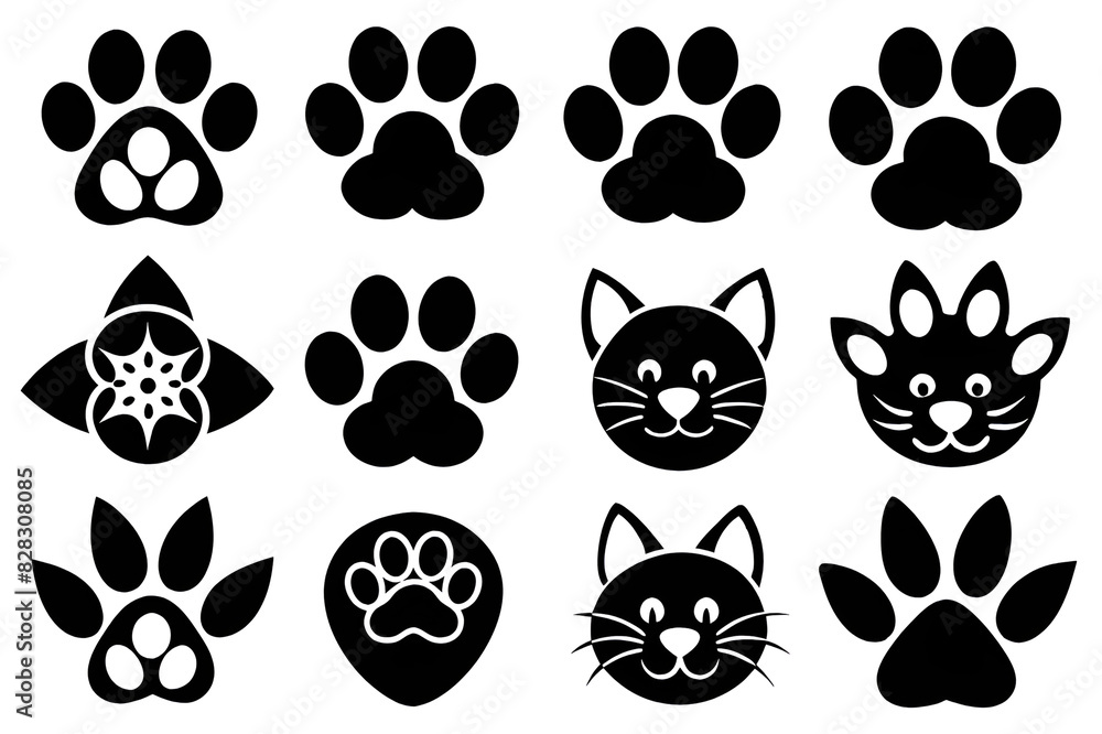 Fototapeta premium set of silhouettes of animals