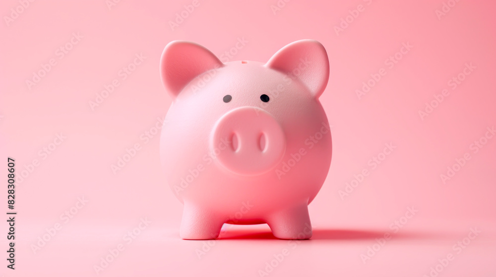 A pink piggy bank on a matching pink background, embodying the concept of savings and financial planning. Generative AI