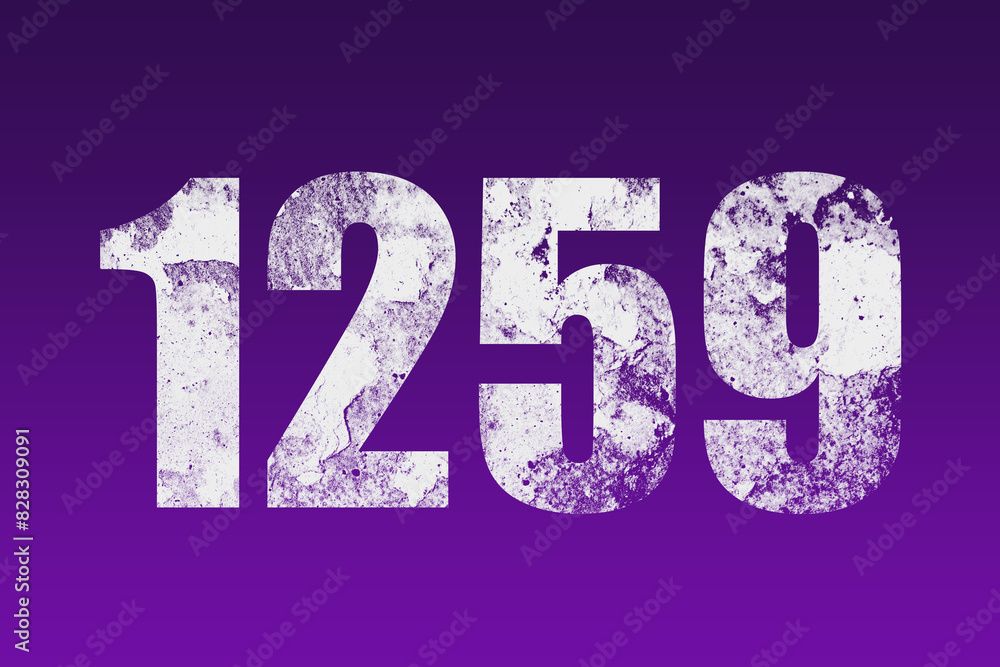 flat white grunge number of 1259 on purple background. flat white grunge number of 1259 on purple background.