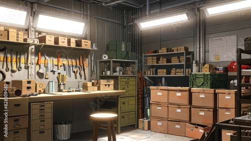 interior design repair tool garage Illustration