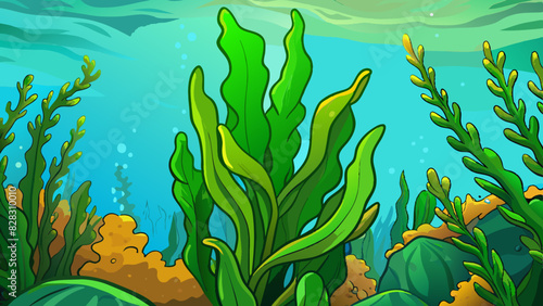 Vibrant Underwater Seaweed Landscape in a Coral Reef Ecosystem