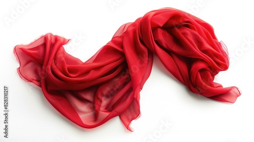 Red scarf isolated on white background complementing women s shirt