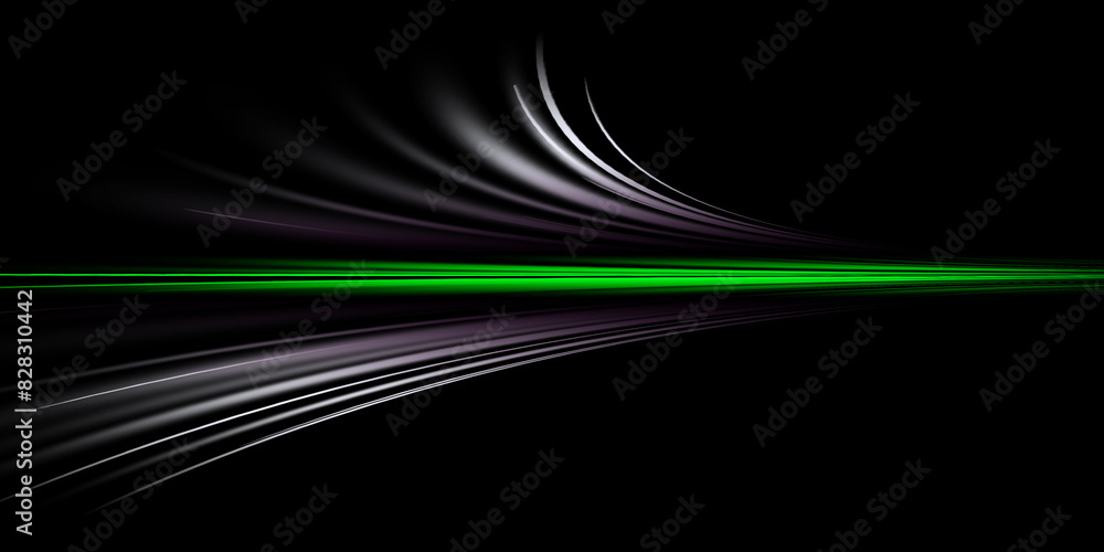 Fototapeta premium Beautiful Abstract dark Background with Speed Silky Green And Gray Wave Shapes