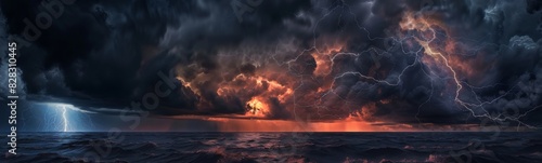 Lightning and thunder over the ocean during a storm