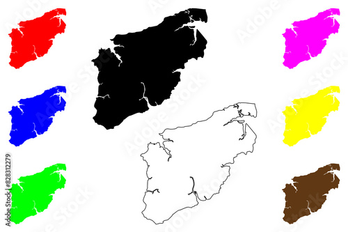 Sao Luis island (Federative Republic of Brazil, Sao Paulo, South and Latin America) map vector illustration, scribble sketch Upaon-acu or Maranhao Island map