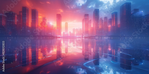 Modern skyscrapers of a smart city  architectural background