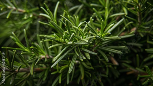 Fresh Rosemary Sprigs Close-up on Clean Natural Background - Aromatic Herb with Vibrant Green Needles in High Resolution Detail