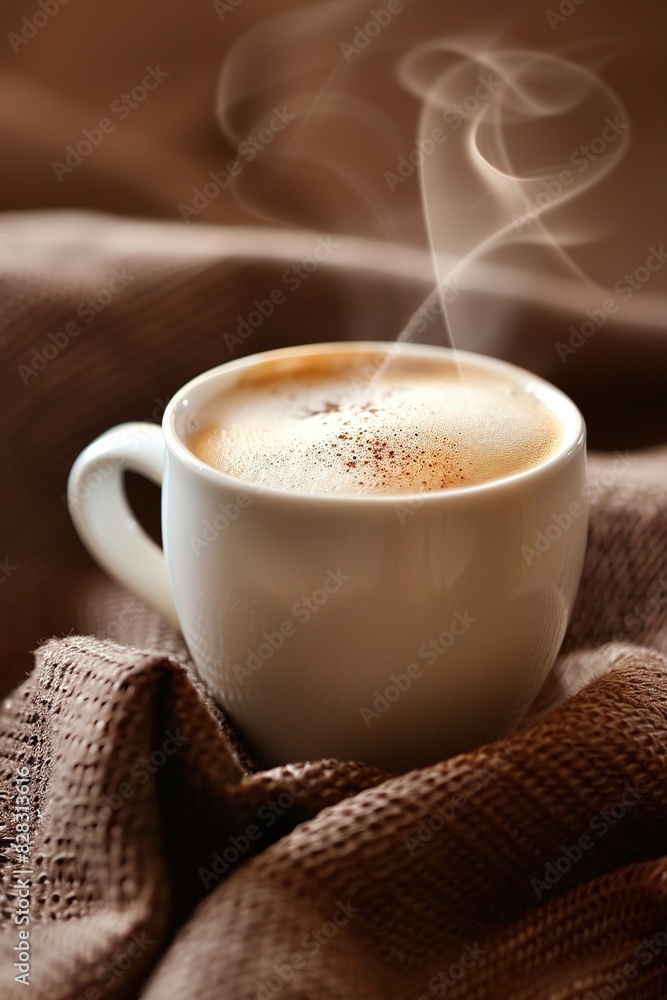 Good Morning Coffee Cup and Note on Wooden Table Good Morning Coffee Cup and Note on Wooden Table