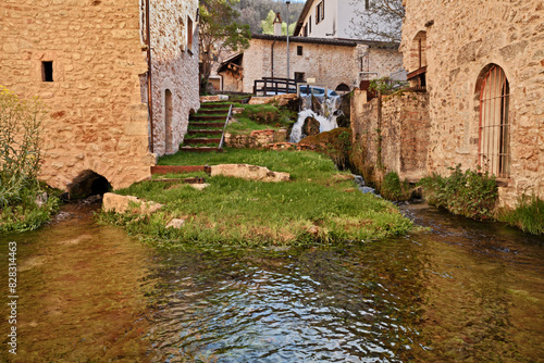 Rasiglia, Foligno, Perugia, Italy: view of the medieval village of streams, called also Venice of Umbria