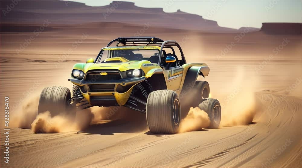 Fast Car Racing Through Desert Sands Fast Car Racing Through Desert Sands