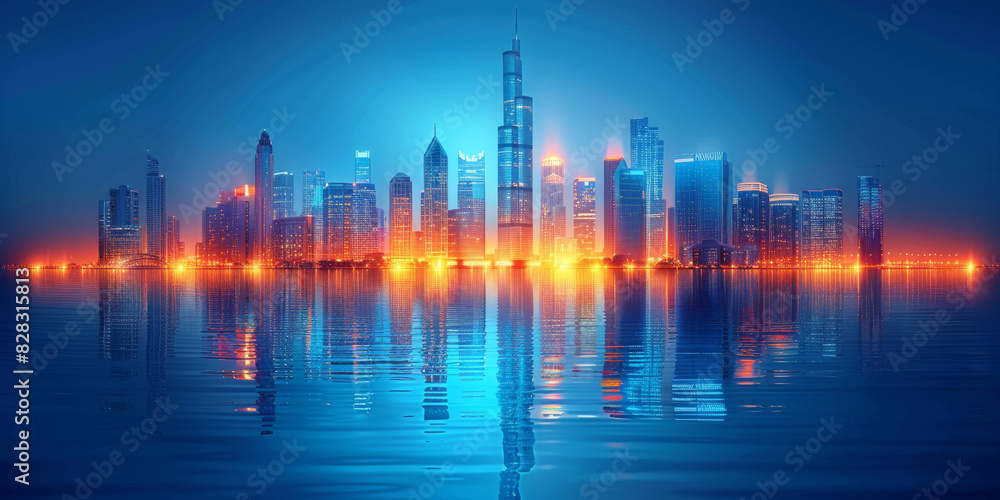 Fototapeta premium Modern skyscrapers of a smart city, architectural background