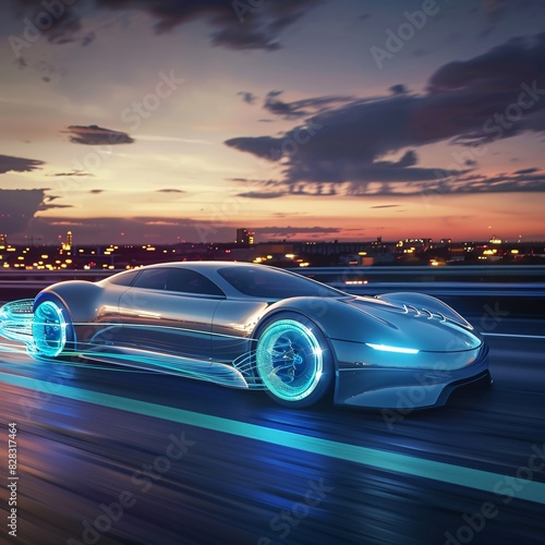  Highway Travel  Futuristic Electric Hypercar in Motion 
