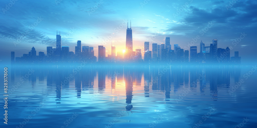 Fototapeta premium Modern skyscrapers of a smart city, architectural background