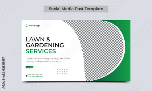 Tableau sur toile Lawn and Gardening service social media post web banner template