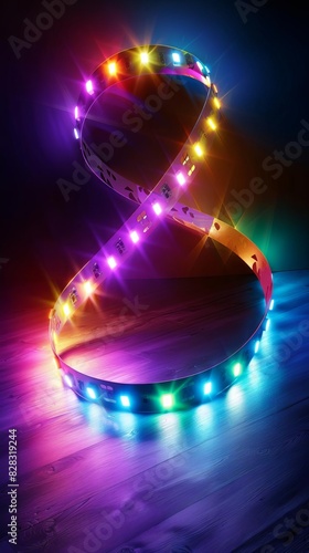 124 3D model of a colorful smart light strip icon, realistic and intricate illustration photo