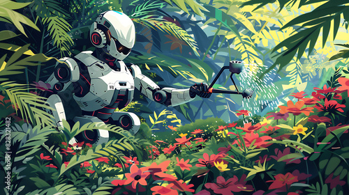 Robot Gardener in a Lush Garden