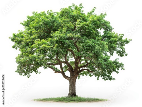 Majestic green tree with lush foliage isolated on a white background. Perfect for nature and outdoor themed projects.