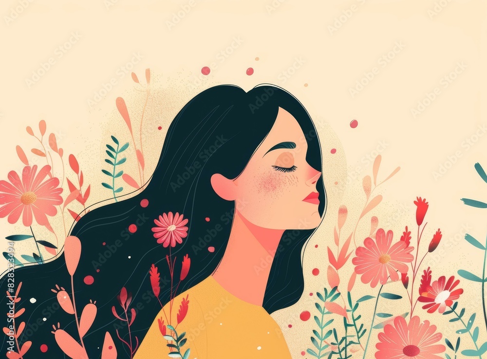 Floral Portrait: Woman Embraced by Blossoms Floral Portrait: Woman Embraced by Blossoms