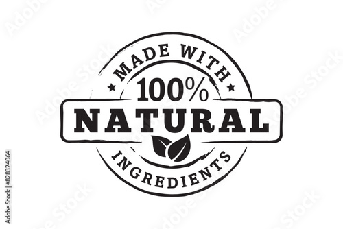 Made with 100  natural ingredients. Logo design Vector illustration