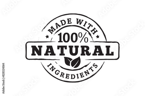 Made with 100% natural ingredients. Logo design Vector illustration