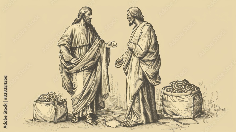 Jesus Telling Rich Young Ruler to Sell All, Ruler Leaving Sad, Wealth ...