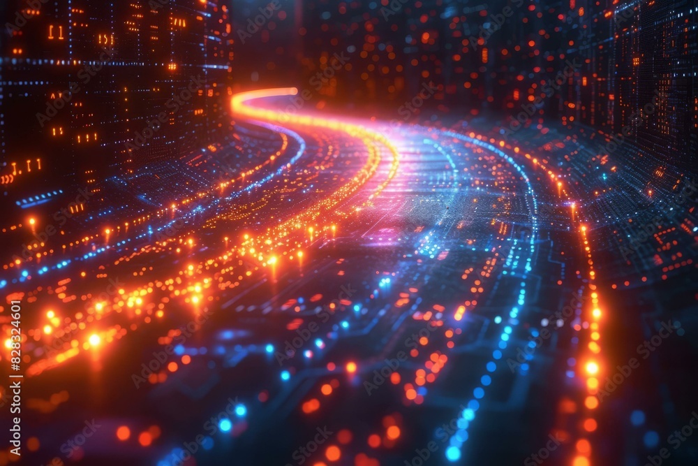 Fototapeta premium Visualizing Binary Data Flow in Cyberspace