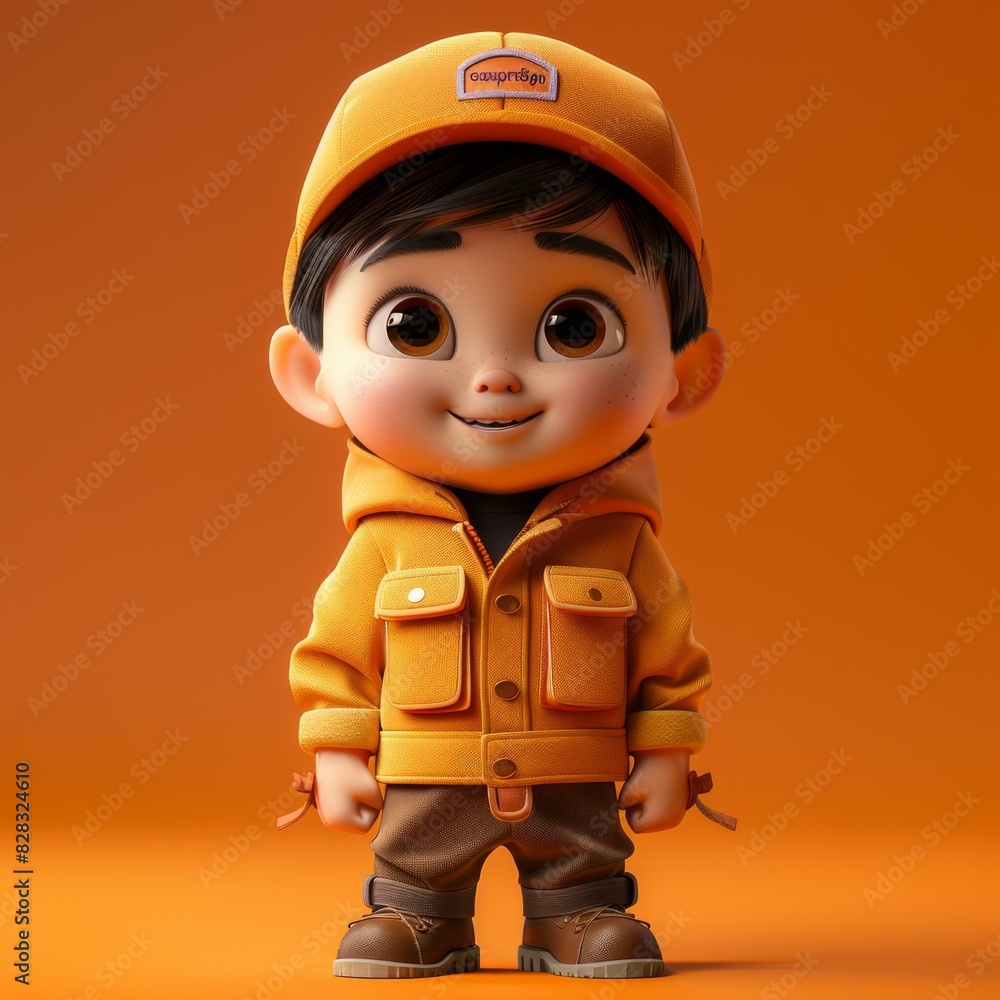 3D Illustration of a Cute Boy in Yellow Outfit 3D Illustration of a Cute Boy in Yellow Outfit