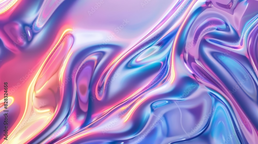 Iridescent metallic waves creating a fluid, abstract pattern with vibrant colors Closeup Iridescent metallic waves creating a fluid, abstract pattern with vibrant colors Closeup
