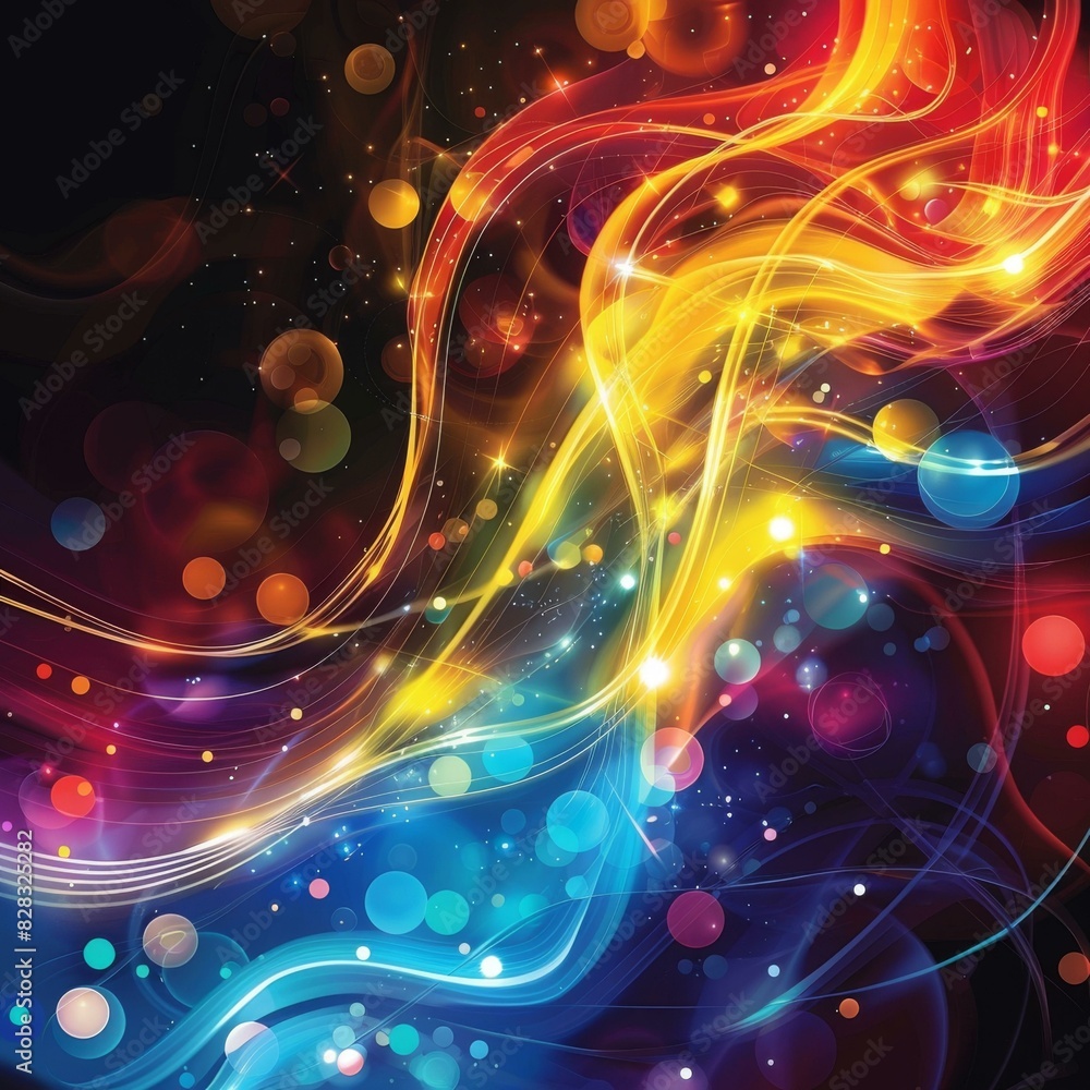 Abstract colorful glowing light and bubbles Abstract colorful glowing light and bubbles
