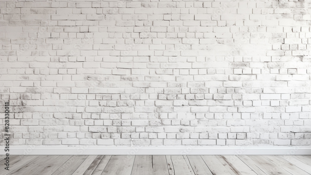 An empty room with a white brick wall and wooden floor. There are exposed pipes and wires on the ceiling.
An empty room with a white brick wall and wooden floor. There are exposed pipes and wires on the ceiling.