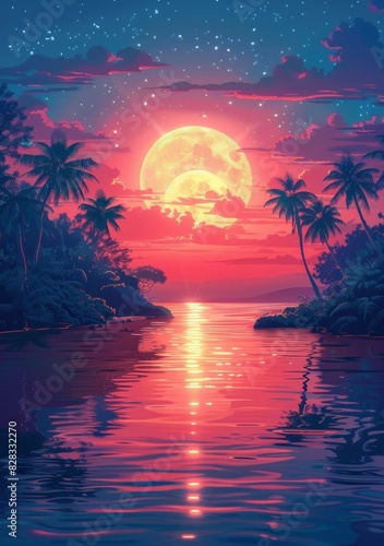 Moonrise over a Tropical Beach photo
