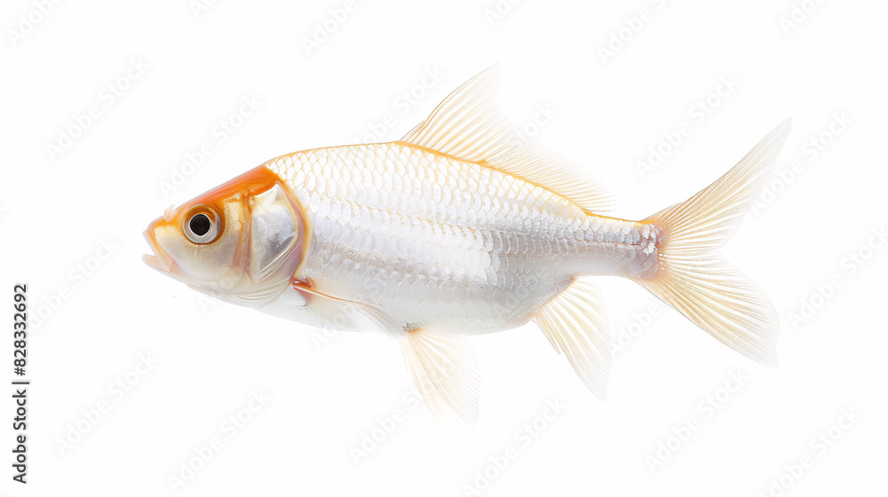 White and orange fish on white background. A white and orange fish isolated on a clean white background. Perfect for pet, animal, and wildlife projects. White and orange fish on white background. A white and orange fish isolated on a clean white background. Perfect for pet, animal, and wildlife projects.