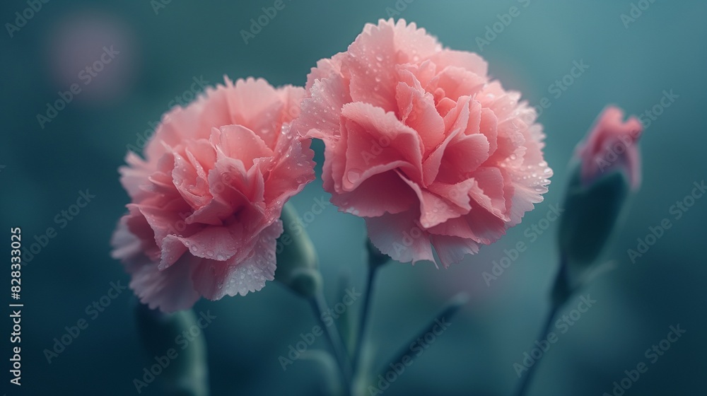 Close-up of Pink Carnations with Dewdrops Close-up of Pink Carnations with Dewdrops