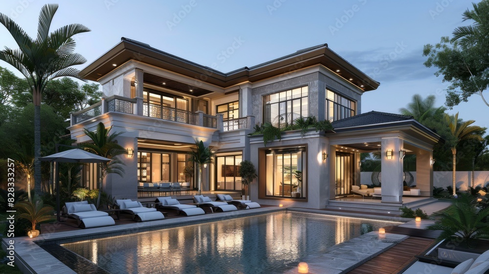 Modern Villa with Swimming Pool and Landscaped Courtyard Modern Villa with Swimming Pool and Landscaped Courtyard