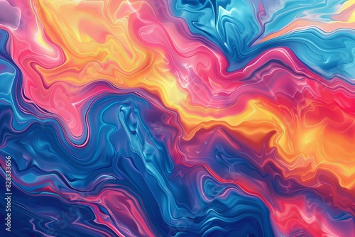 Abstract Colorful Fluid Painting with Bold Brushstrokes