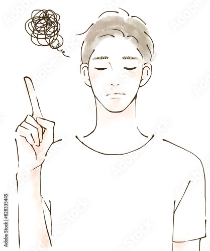 Obraz na płótnie ショックを受ける悲しい表情の男性のイラスト ストレス w salonie