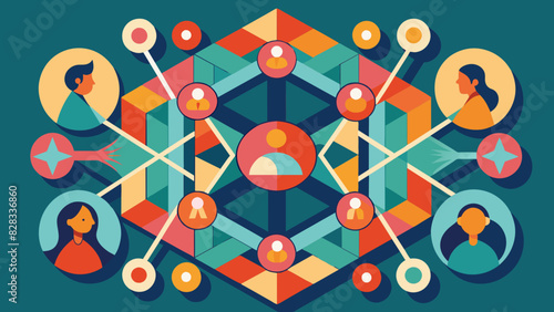 A geometric pattern featuring interconnected shapes symbolizing a supportive community.