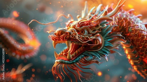 Majestic Chinese Dragon Soaring with Auspiciousness photo