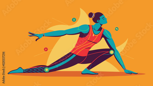 A detailed vector graphic of a person stretching and releasing tension in their body.