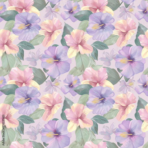 Wallpaper Mural Floral variety color, form natural, seamless fabric pattern. Torontodigital.ca